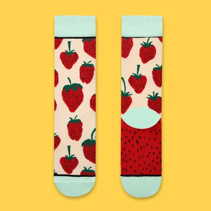 Novo produto rede reta vermelha meias longas feminino algodão primavera ilustração criativo engraçado outono e inverno meias retas
