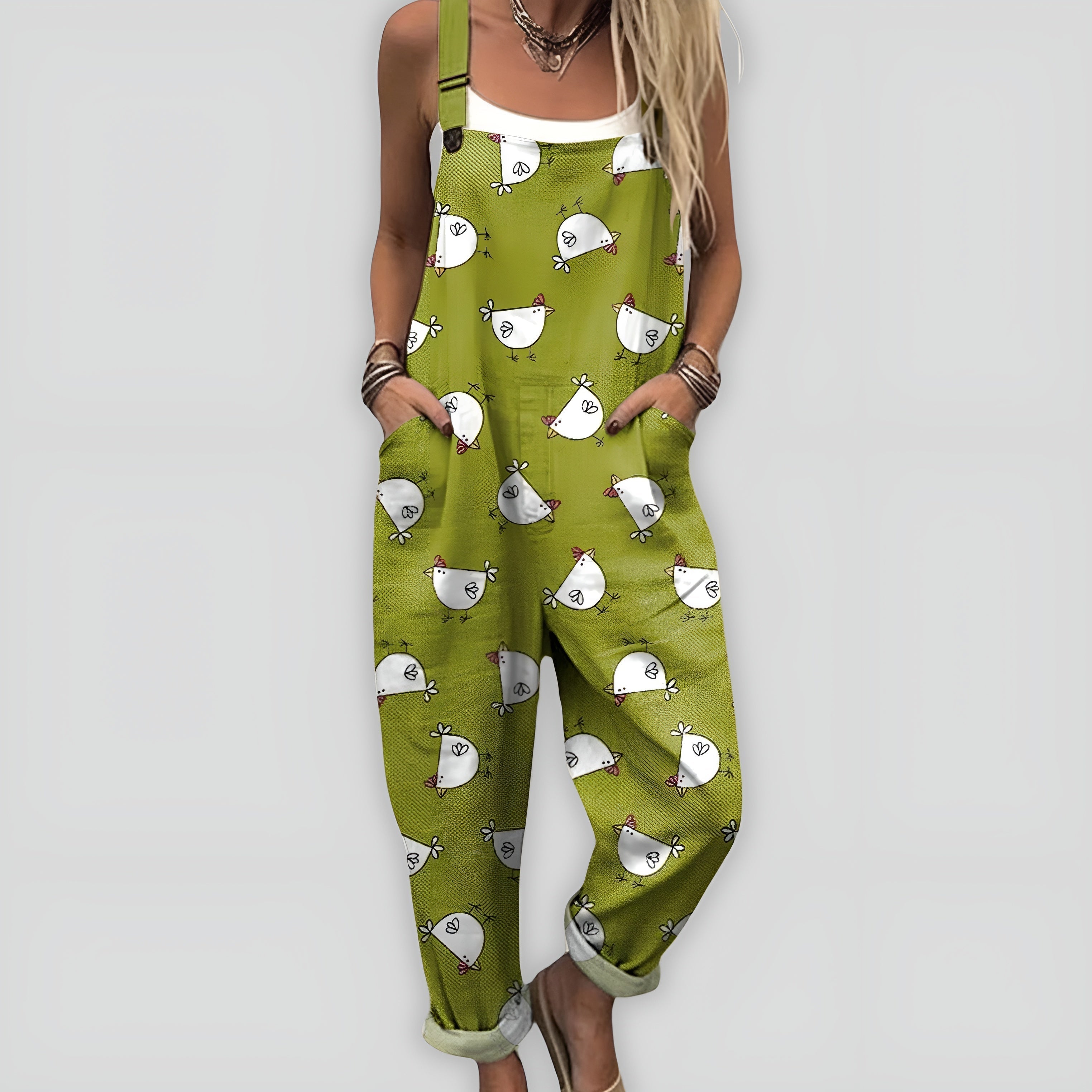 Macacão com Alças Estampado