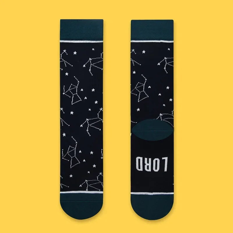 Novo produto rede reta vermelha meias longas feminino algodão primavera ilustração criativo engraçado outono e inverno meias retas