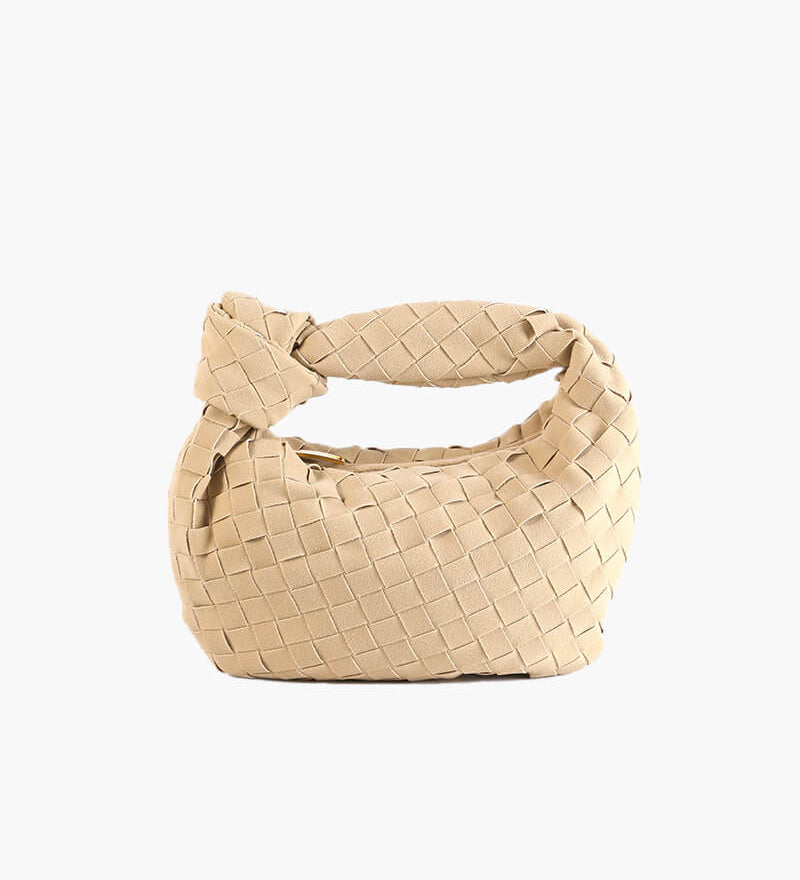 Bolsa Trançada Mini em Camurça