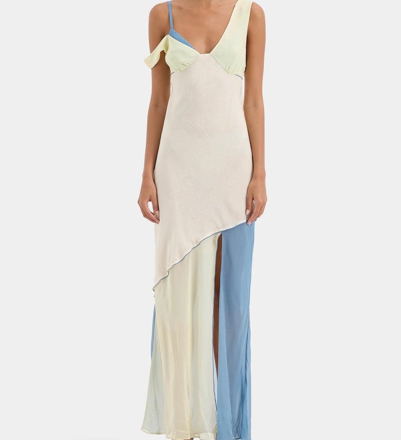 Vestido Maxi Assimétrico em Cores Sólidas