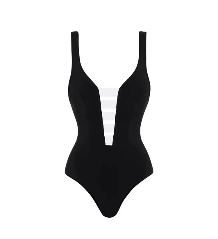 Colorblock Minimal One Piece Swimsuit Set