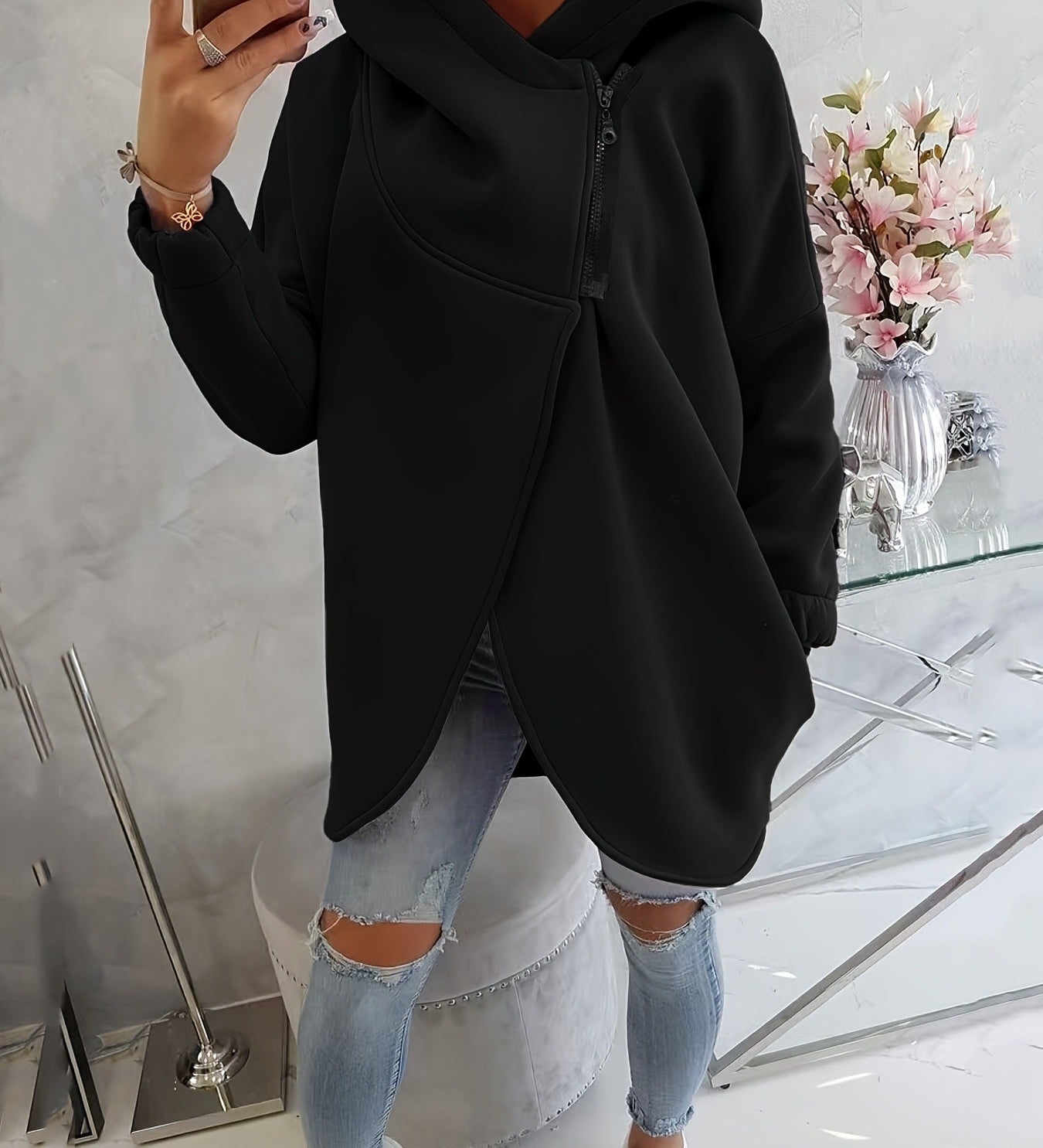 Dorotéia - Hoodie Confortável com Zíper