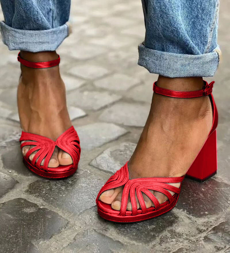 Eva - Sapatos Peep toe em Brilhante