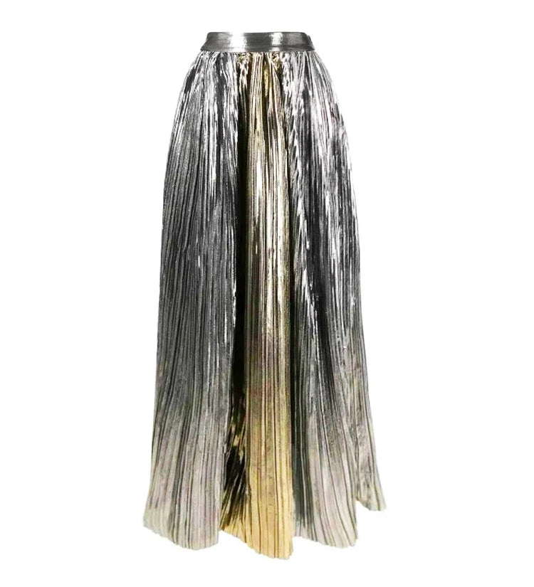 Cutout Silver Patchwork One-Piece with Skirt