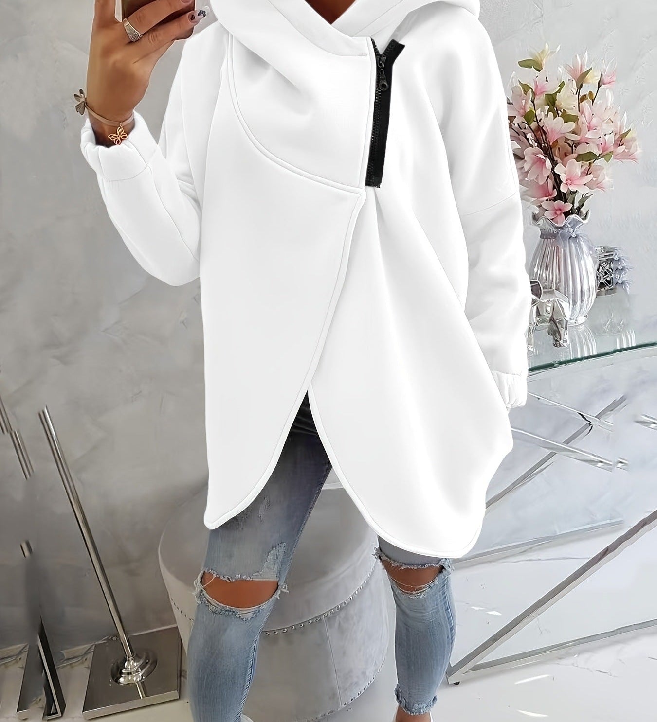 Dorotéia - Hoodie Confortável com Zíper