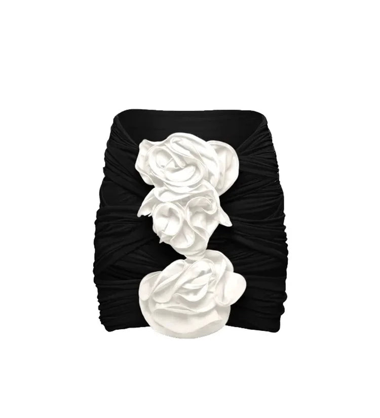 3D Floral Black Swimsuit Set