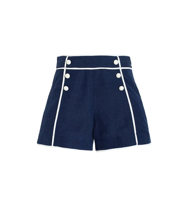 Navy Bandeau One Piece Shorts Set