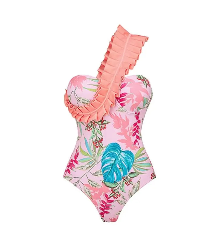 Vacation Floral Print Swimsuit Combo