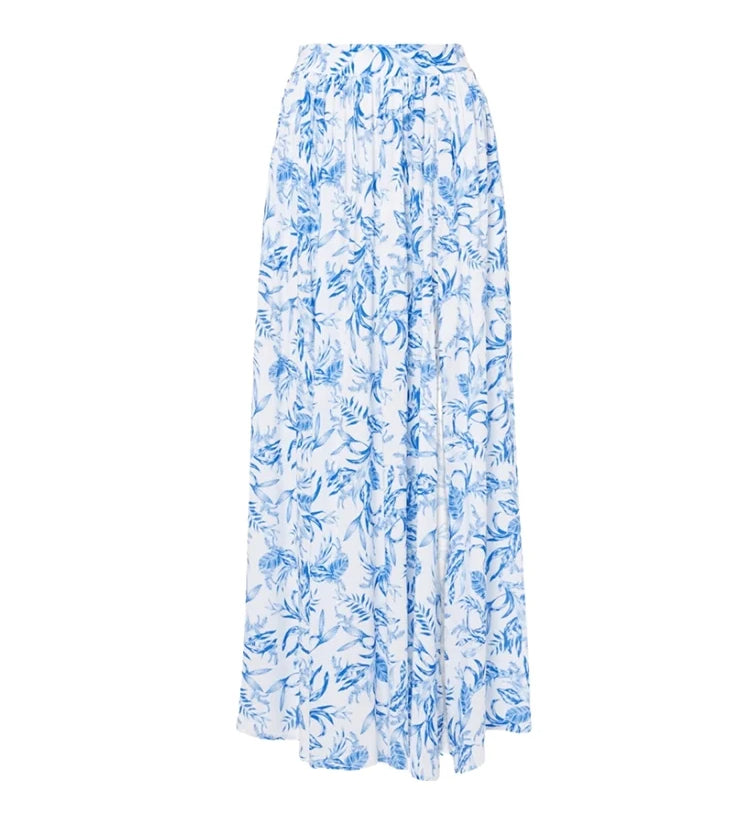 Fresh Floral One-Shoulder Blue Set