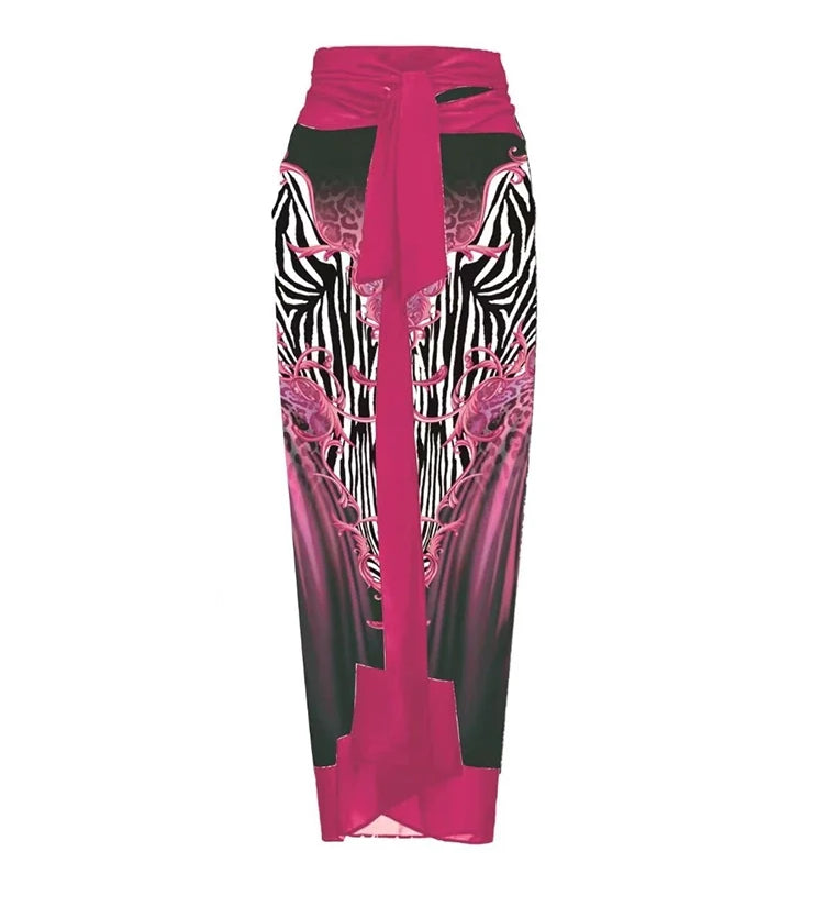 Magenta Floral Print 3D Flower Swimsuit