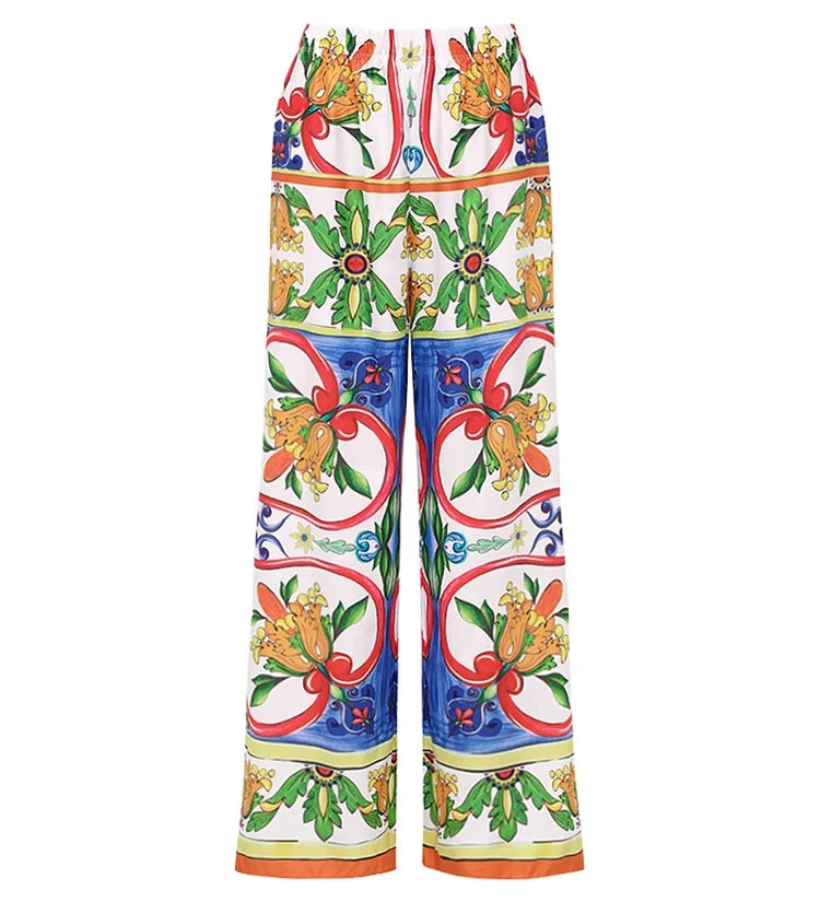 One Shoulder Enamel Print Swimsuit Set