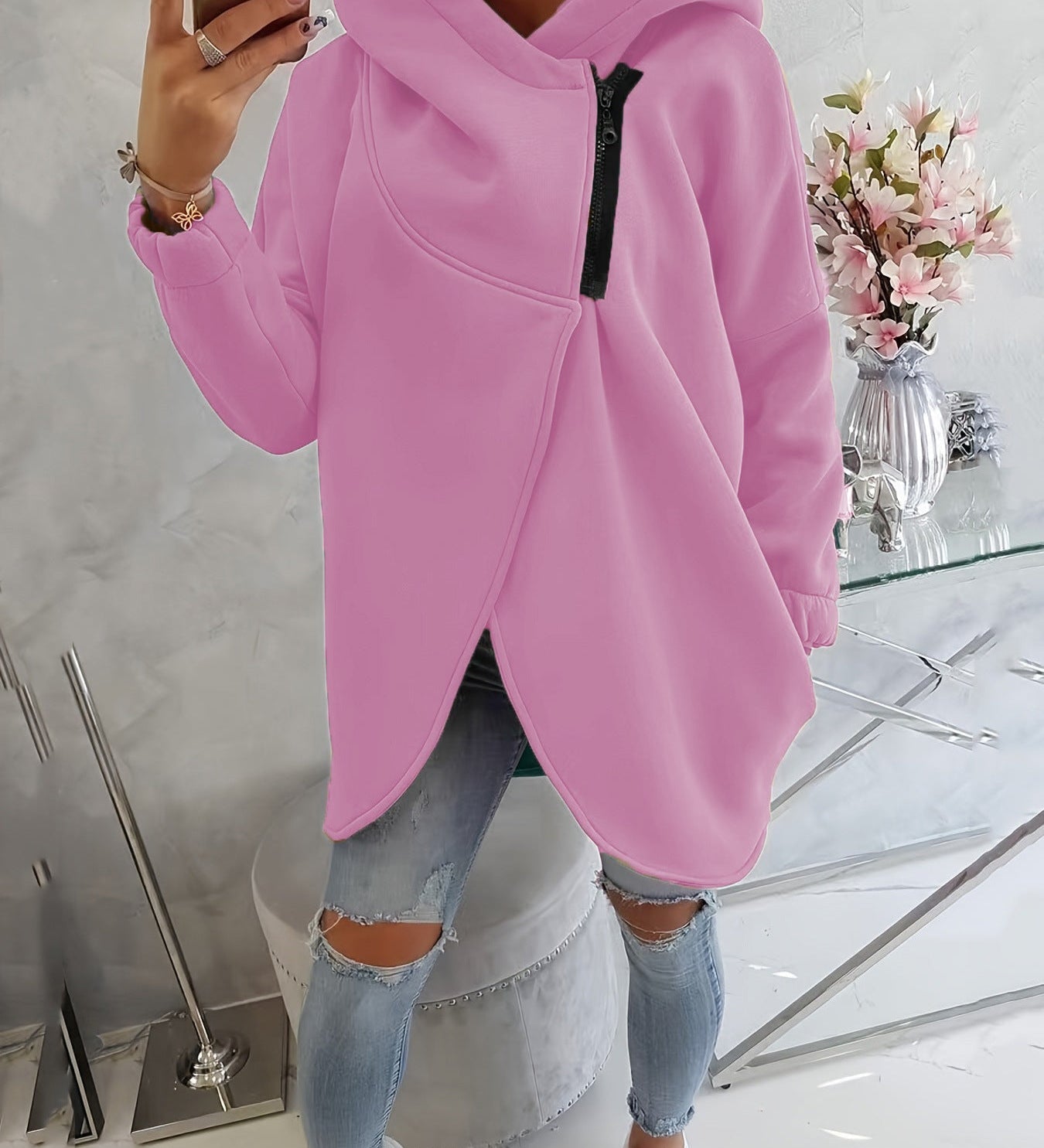 Dorotéia - Hoodie Confortável com Zíper
