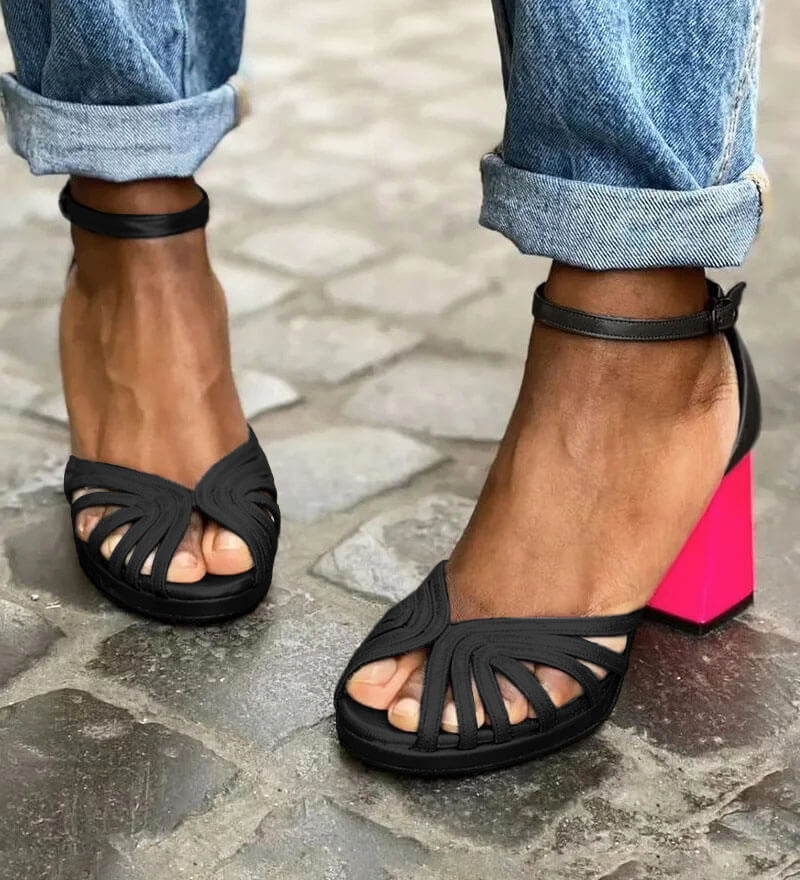 Eva - Sapatos Peep toe em Brilhante