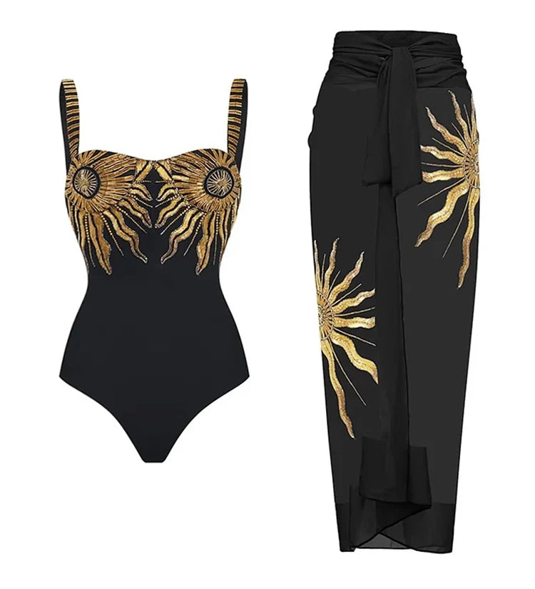 Sequin Sunflower One-Piece Swimsuit