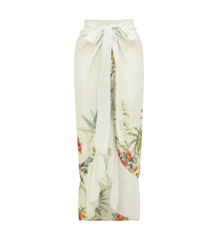 One-Shoulder Cutout Tropical Print Swimsuit