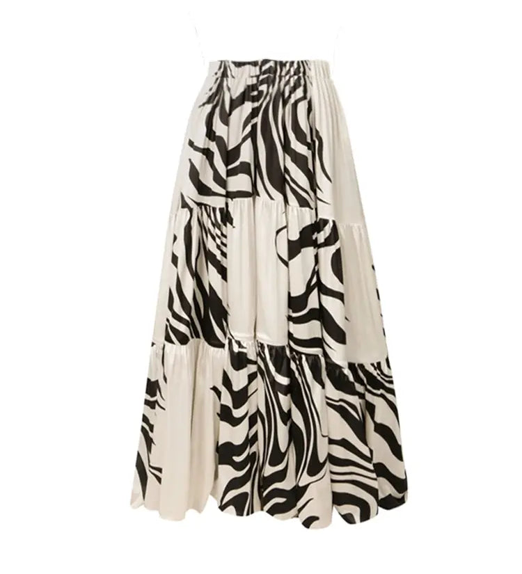 Deep V Striped Monochrome Elegant Swimsuit