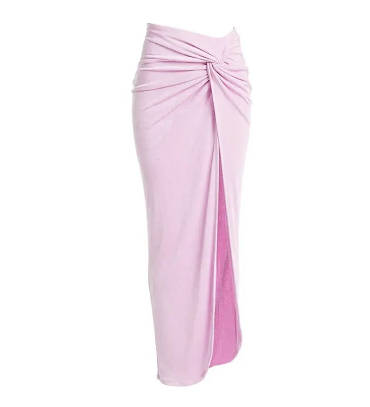 Morandi Pink Colorblock High-Waist Swimsuit Set