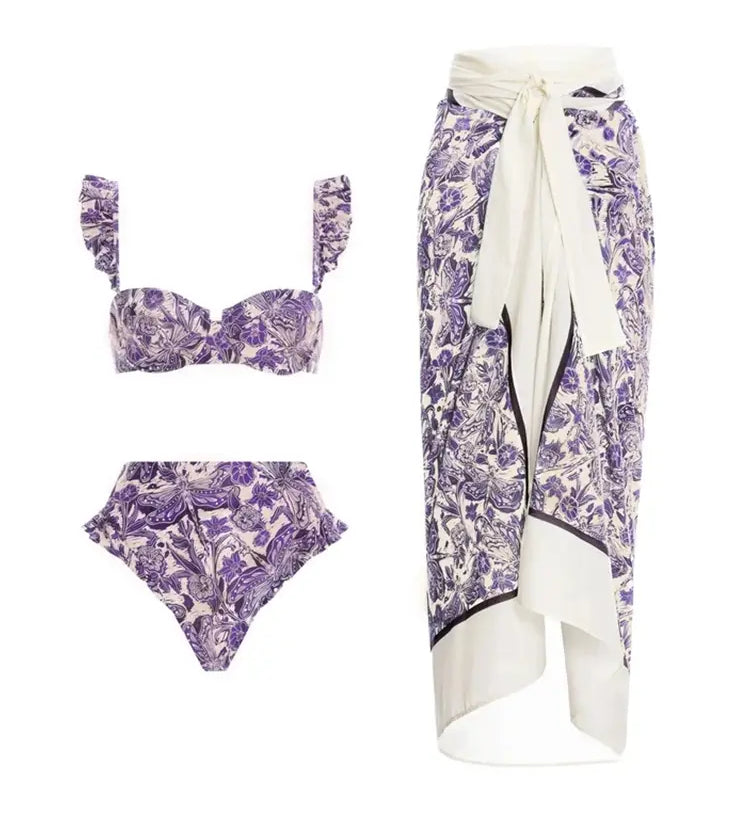 Dragonfly Ruffle Bikini Swimsuit Set