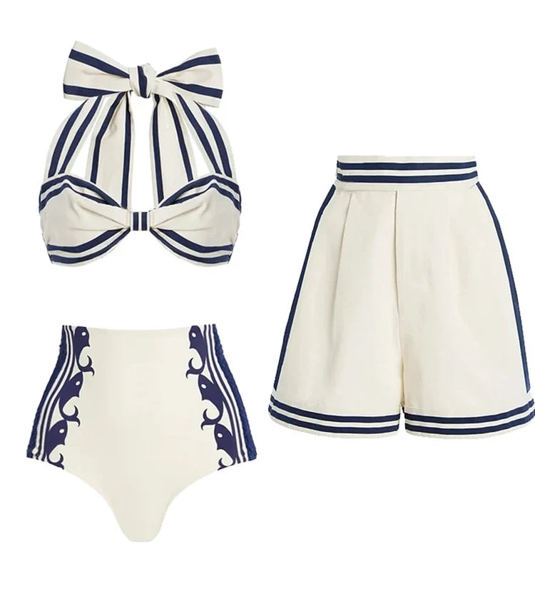Navy Style Halter Bikini Set