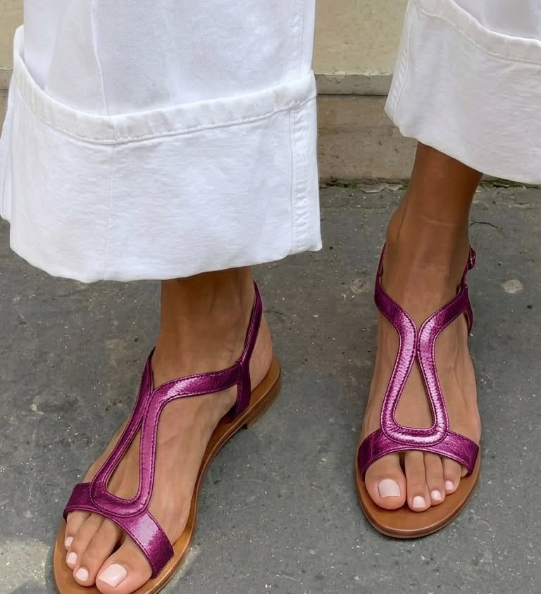 Zelia - Sandálias Slingback em Metalizada Ouro