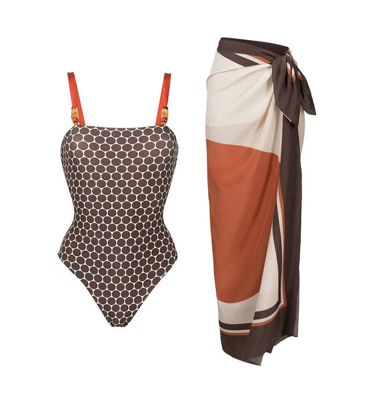 Luxury Reversible Swimsuit with Hermes-Inspired Print