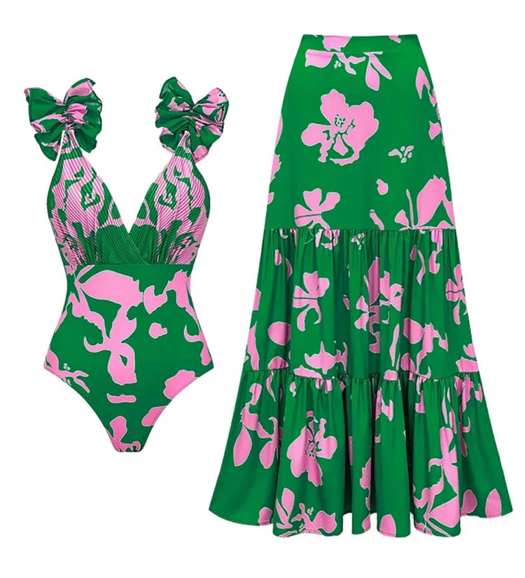 Floral Print Resort Swimsuit Set