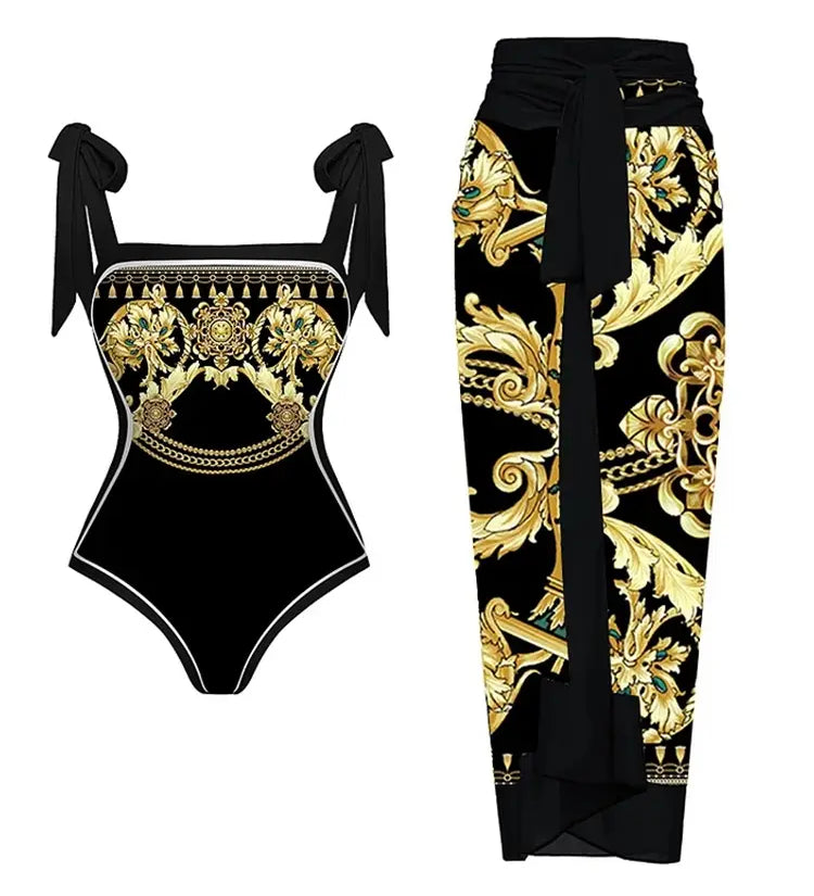 Reversible Retro Print One Piece Swimsuit