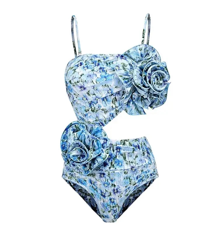 Halter Floral Strapless One-Piece Set