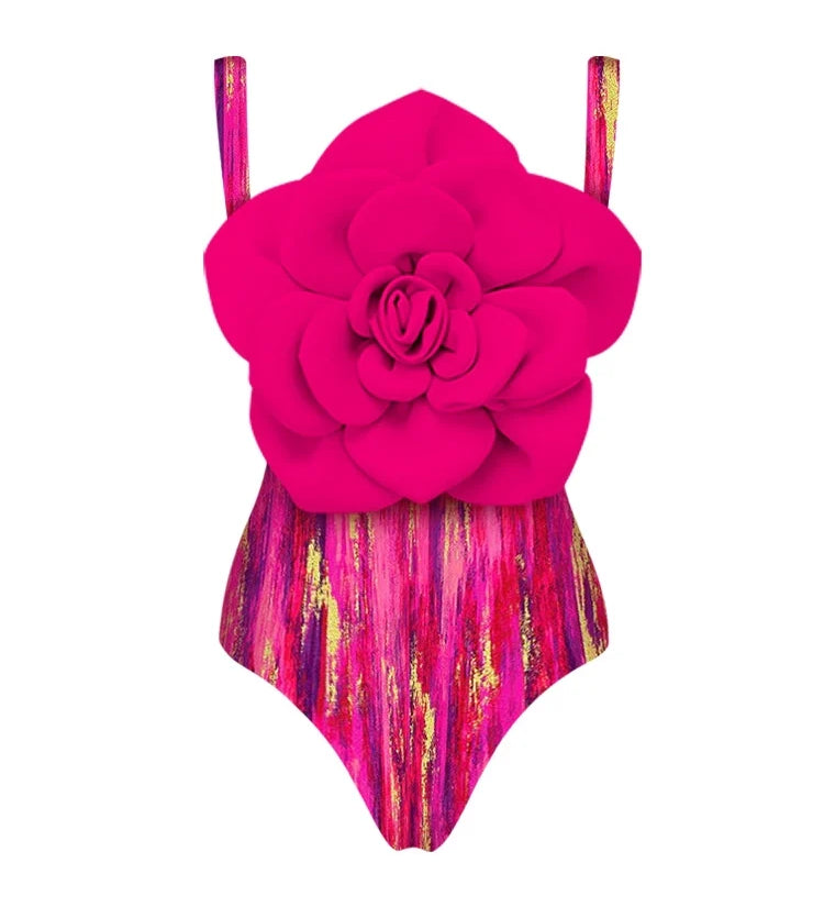 Swimsuit with Large Floral Decoration