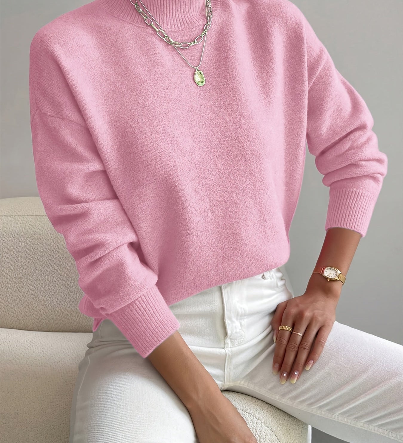 Milena - Camisola Clássica de Gola Alta