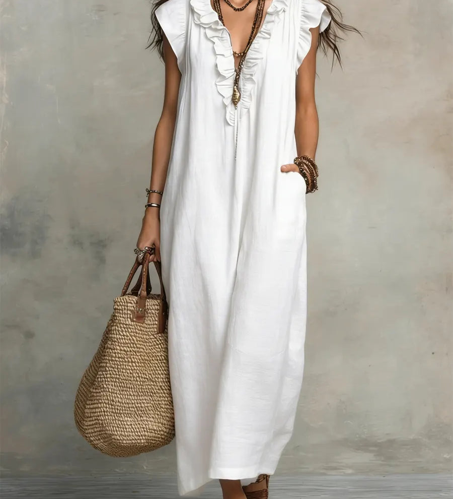 Camélia | Vestido Longo Fluido com Babados
