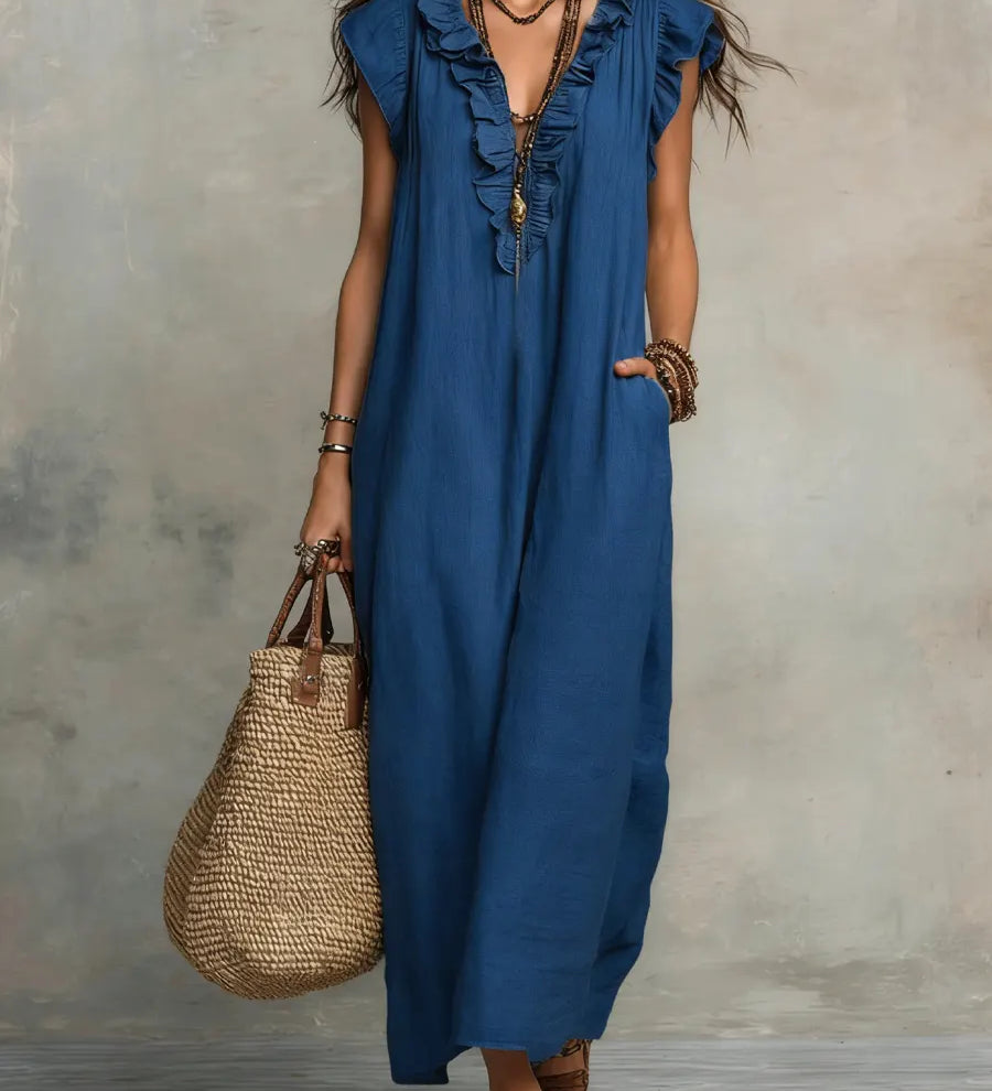 Camélia | Vestido Longo Fluido com Babados