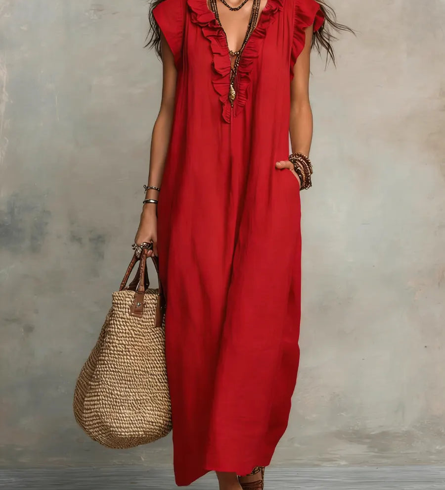 Camélia | Vestido Longo Fluido com Babados