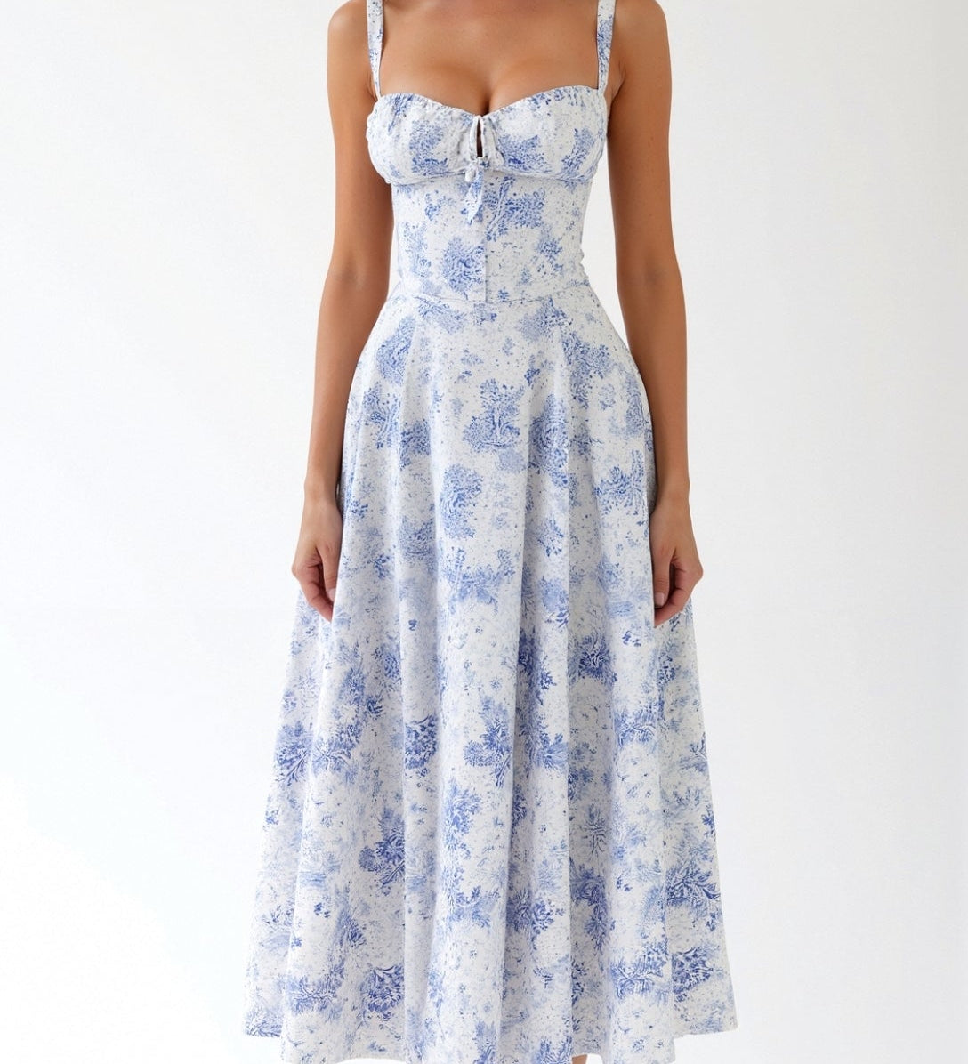 Vestido Midi Floral com Cinto