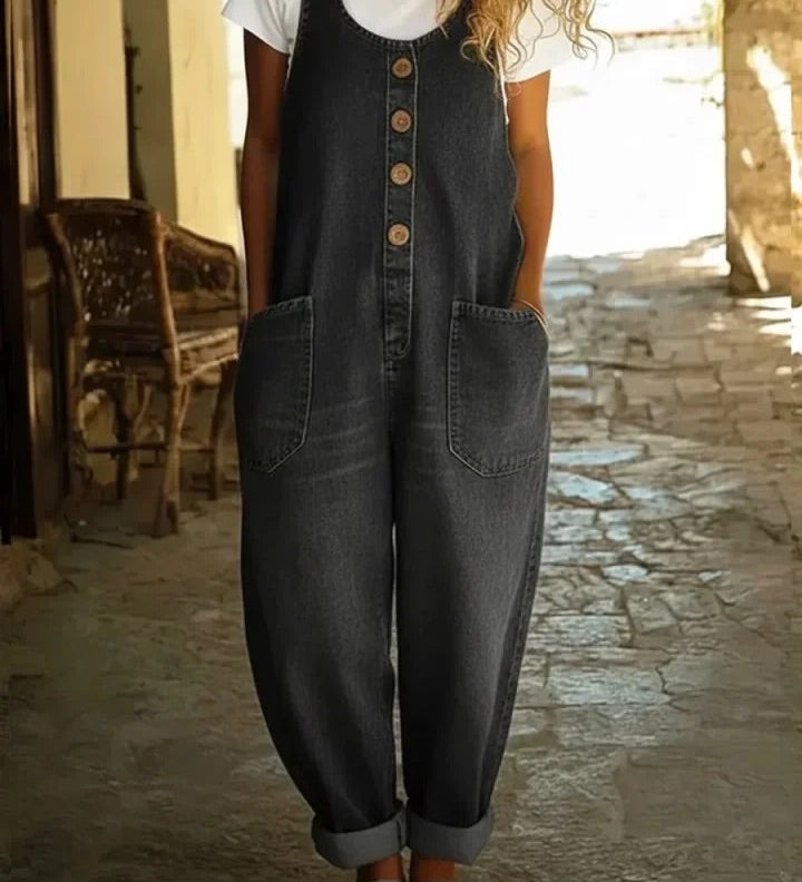 Aldonça | Macacão em Denim Vintage Lavado em Algodão