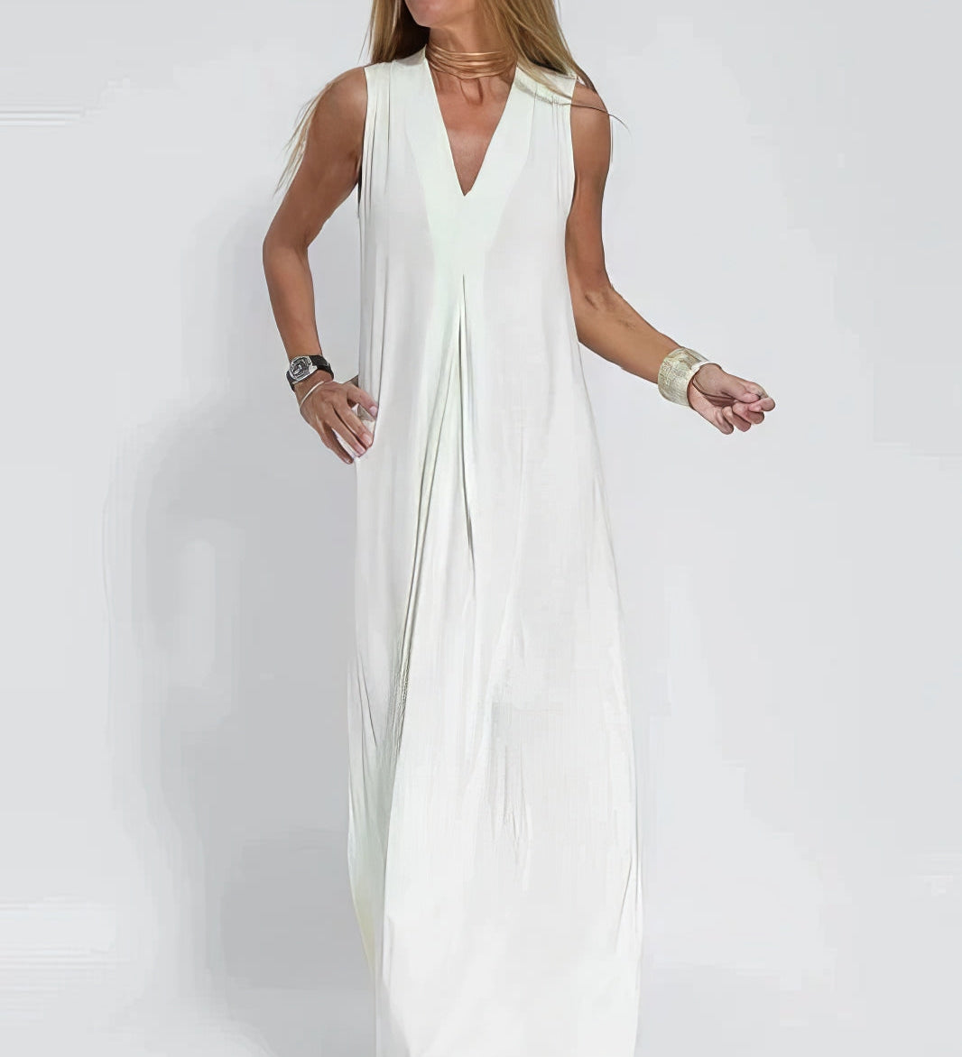 Ana - Vestido comprido elegante + casaco de malha a condizer